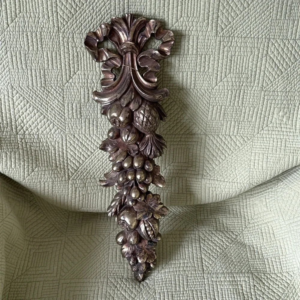Vintage Syroco Gold Fruit Foliage Wall Plaque 16.25